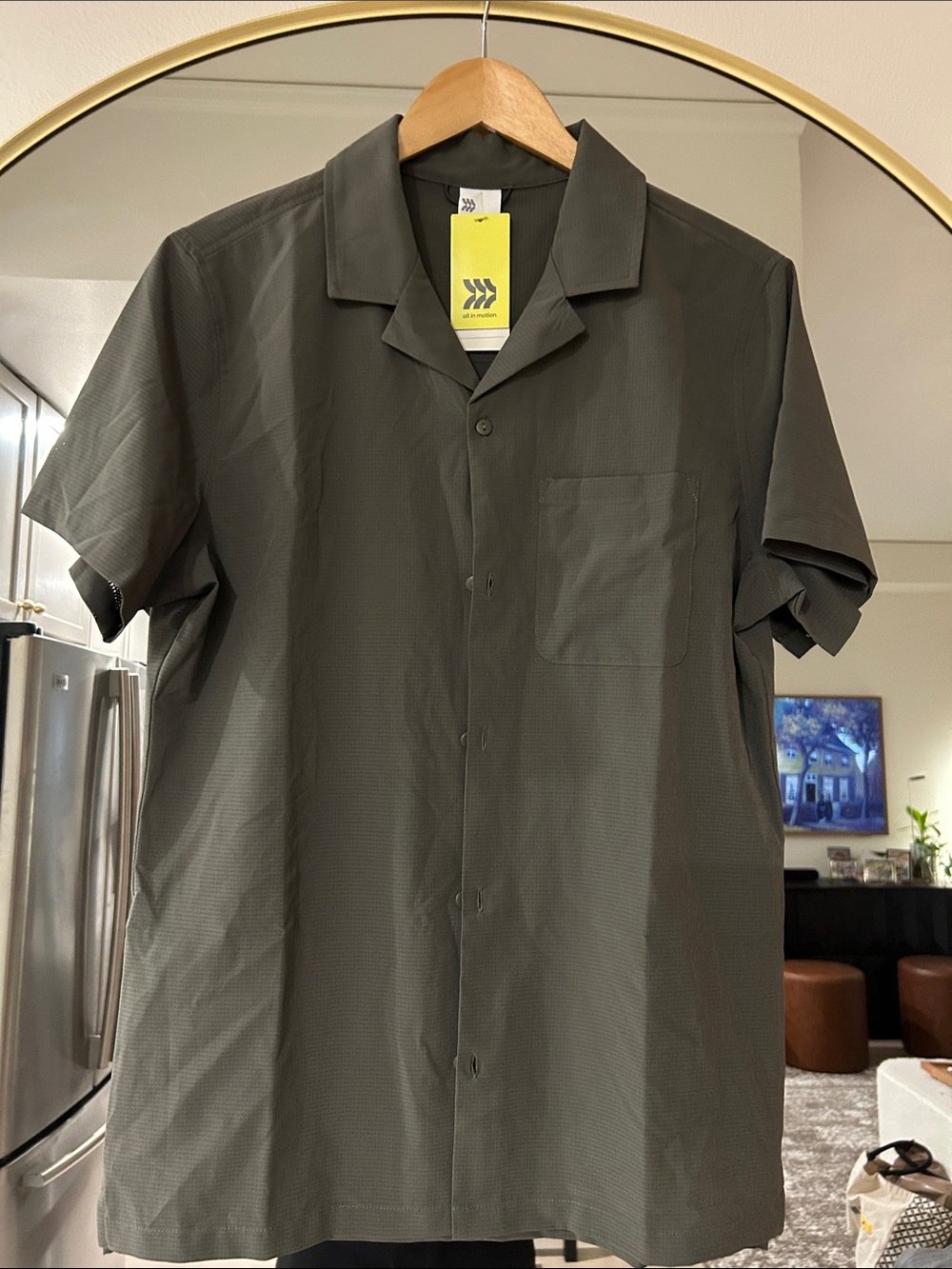 all in motion Olive Green Short-Sleeve Camp Collar Button-Down Shirt